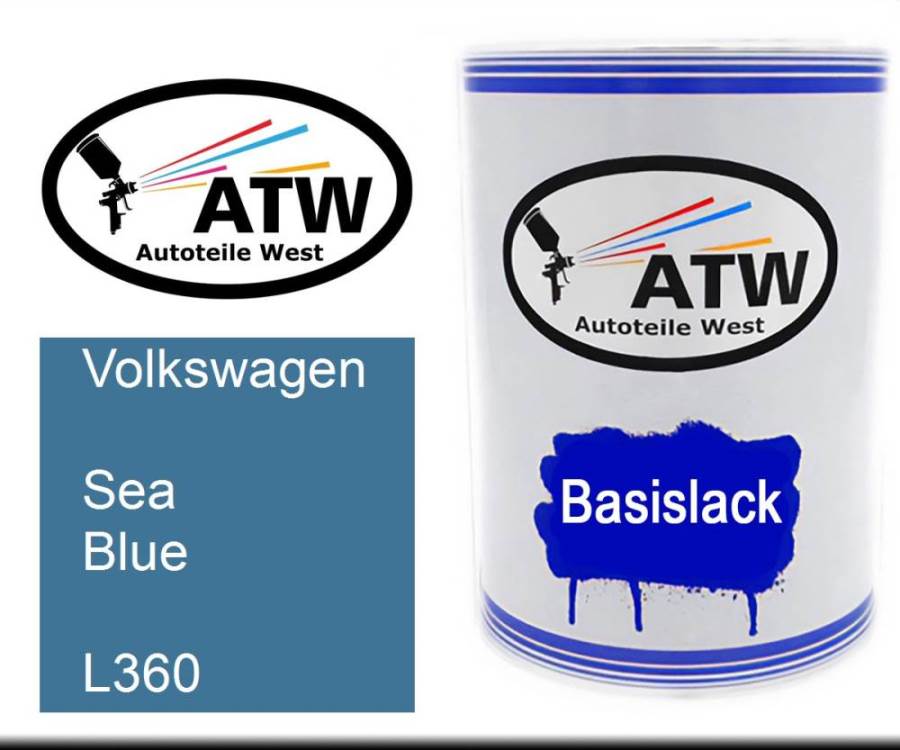 Volkswagen, Sea Blue, L360: 500ml Lackdose, von ATW Autoteile West.